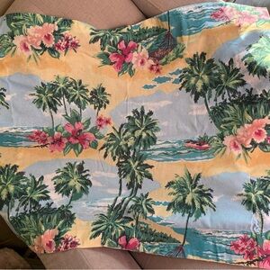 1 Vintage DAN RIVER Tropical Beach Palm Island Floral STANDARD Pillow Sham,